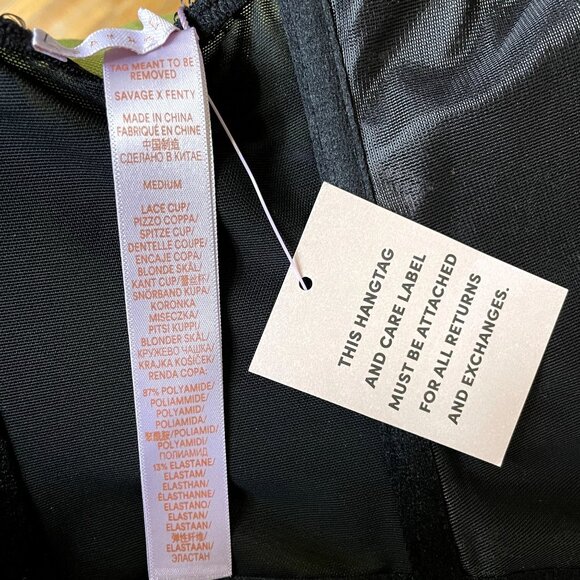 NWT Savage x Fenty Black Floral Glow Bustier with Adjustable Straps Size M - Picture 5 of 11